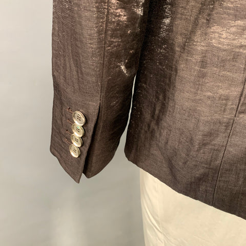 JOHN RICHMOND Size 42 Brown Metallic Linen Blend Sport Coat
