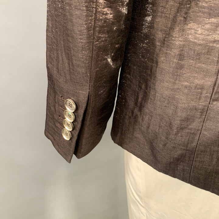 JOHN RICHMOND Size 42 Brown Metallic Linen Blend Sport Coat