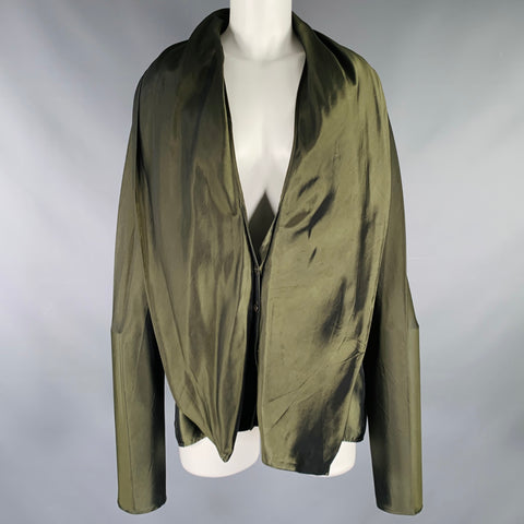 HAIDER ACKERMANN Size 8 Olive Green Rayon Jacket