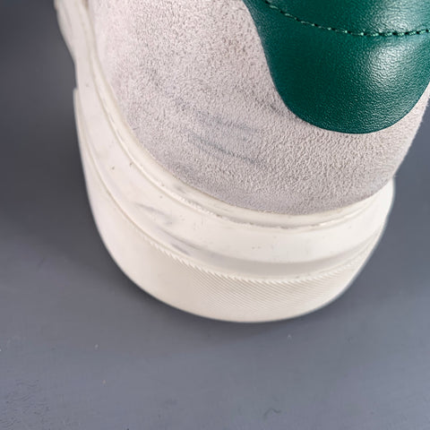 SALVATORE FERRAGAMO Size 11 White Green Logo Leather Chunky Sole Sneakers