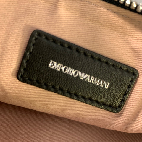 EMPORIO ARMANI Orange Grey Plaid Wristlet Bag