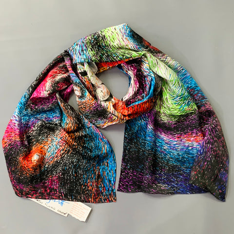ART BY DUFF Living Colour Multi Color Print Silk Scarf Shawl
