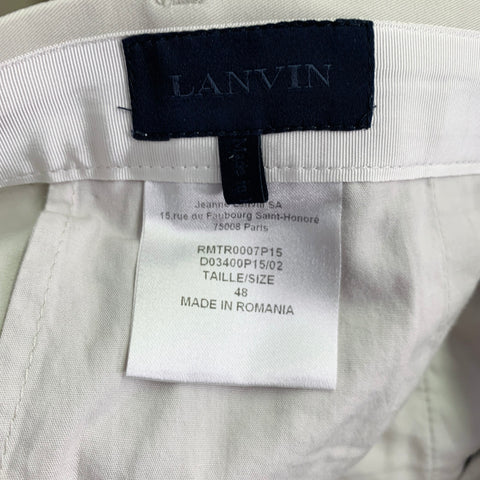 LANVIN Size 32 Ivory Cotton Ankle Zip Flat Front Dress Pants
