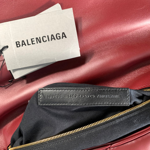 BALENCIAGA Burgundy Quilted Leather Clutch Bags