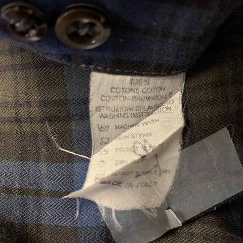 INIS MEAIN Size M Blue Brown Plaid Cotton Button Up Long Sleeve Shirt