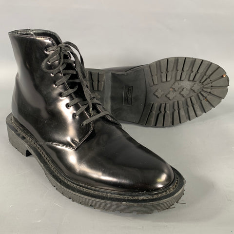 SAINT LAURENT Size 7.5 Black Leather Lace Up Boots