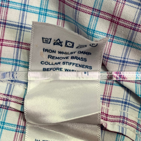 CHARLES TYRWHITT Size XL White Red Blue Checkered Cotton Long Sleeve Shirt