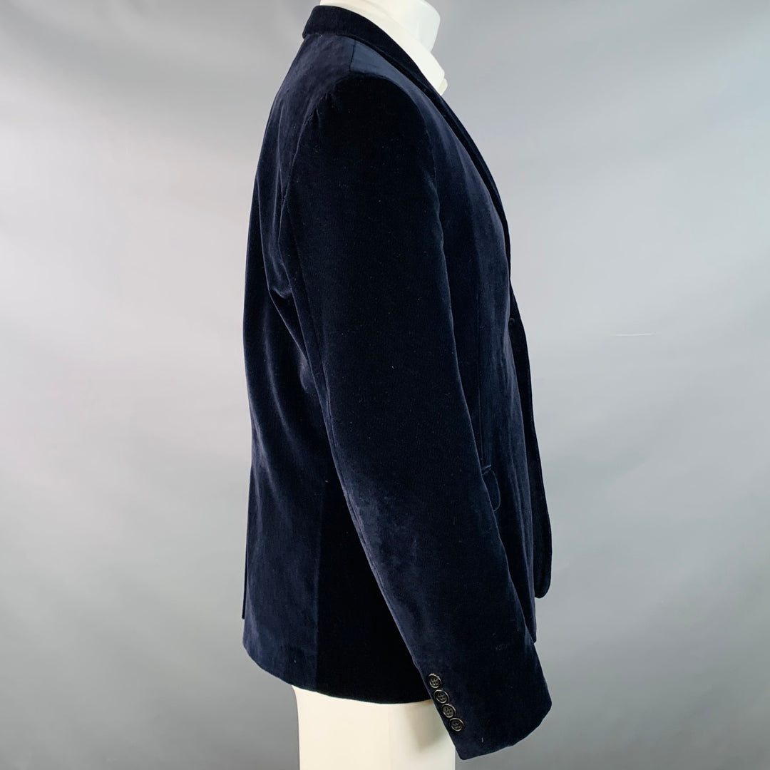 MARC JACOBS Size 40 Navy Cotton Velvet Notch Lapel Sport Coat