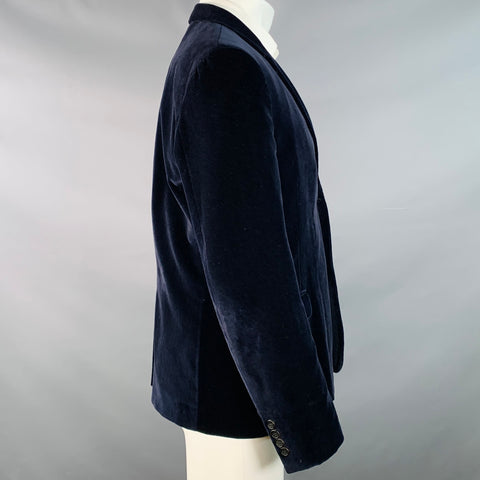 MARC JACOBS Size 40 Navy Cotton Velvet Notch Lapel Sport Coat