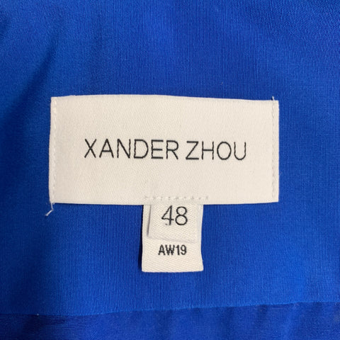 XANDER ZHOU Chemise unie bleue à épaulettes et manches longues 100 % polyester, taille S