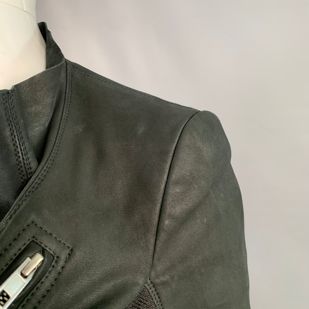 RICK OWENS Size 8 Black Lambskin Leather Biker Jacket