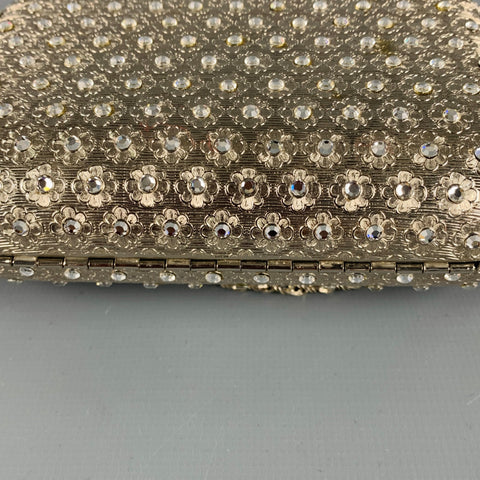 ANDRE CELLINI Silver Metallic Floral Rhinestones Handbag