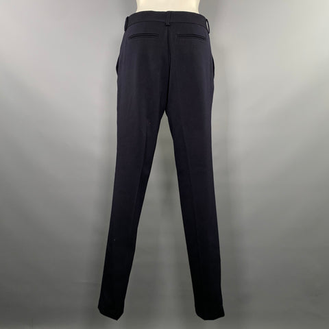 CELINE Size 32 Navy Wool Blend Solid Pleated Dress Pants