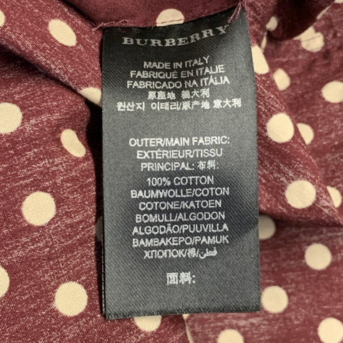 Chemise à manches longues en coton à pois bordeaux et beiges BURBERRY PRORSUM Taille L