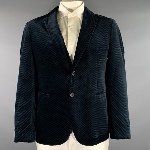 GIORGIO ARMANI Chest Size 44 Blue Turqoise Velvet Polyester Sport Coat