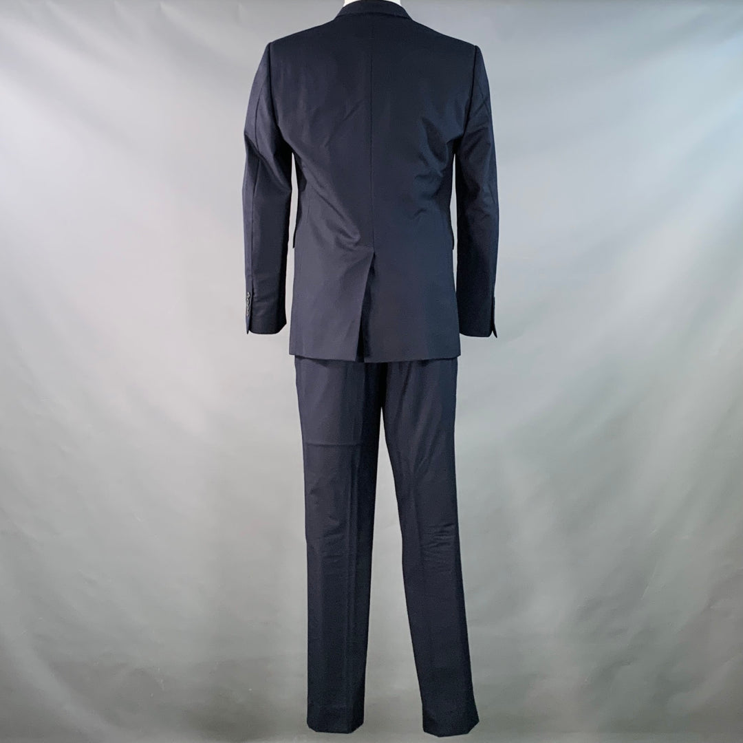 BURBERRY LONDON Size 38 Navy Wool Notch Lapel Flat Front Suit