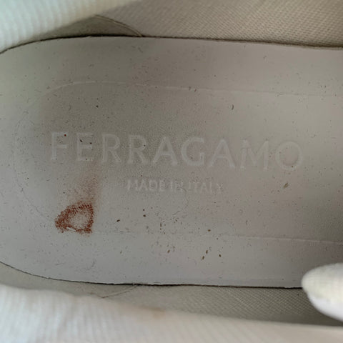 SALVATORE FERRAGAMO Size 11 White Green Logo Leather Chunky Sole Sneakers