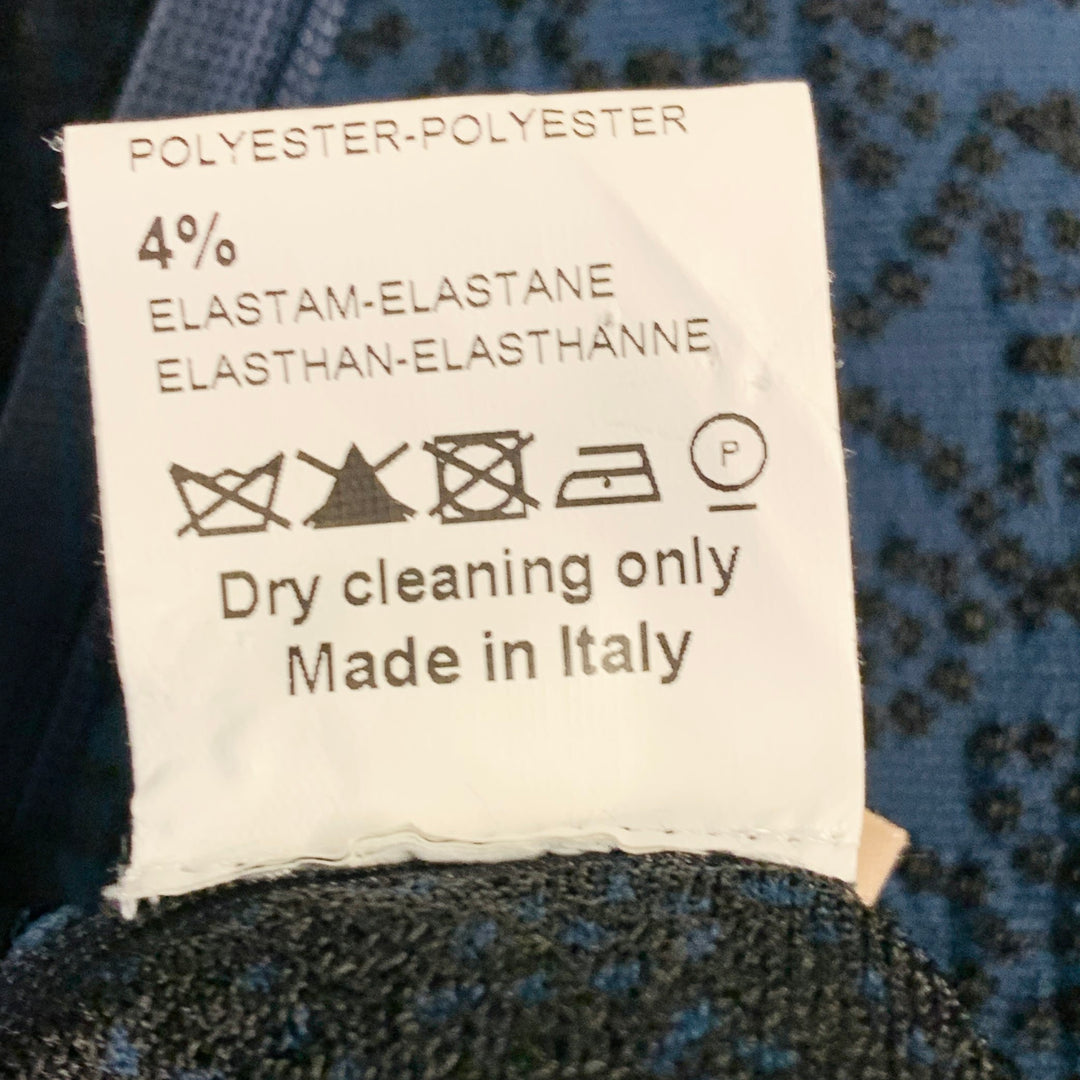 ALAIA Size 6 Navy Black Textured Geometric Viscose Blend Bell Skirt 3/4 Sleeve Dress