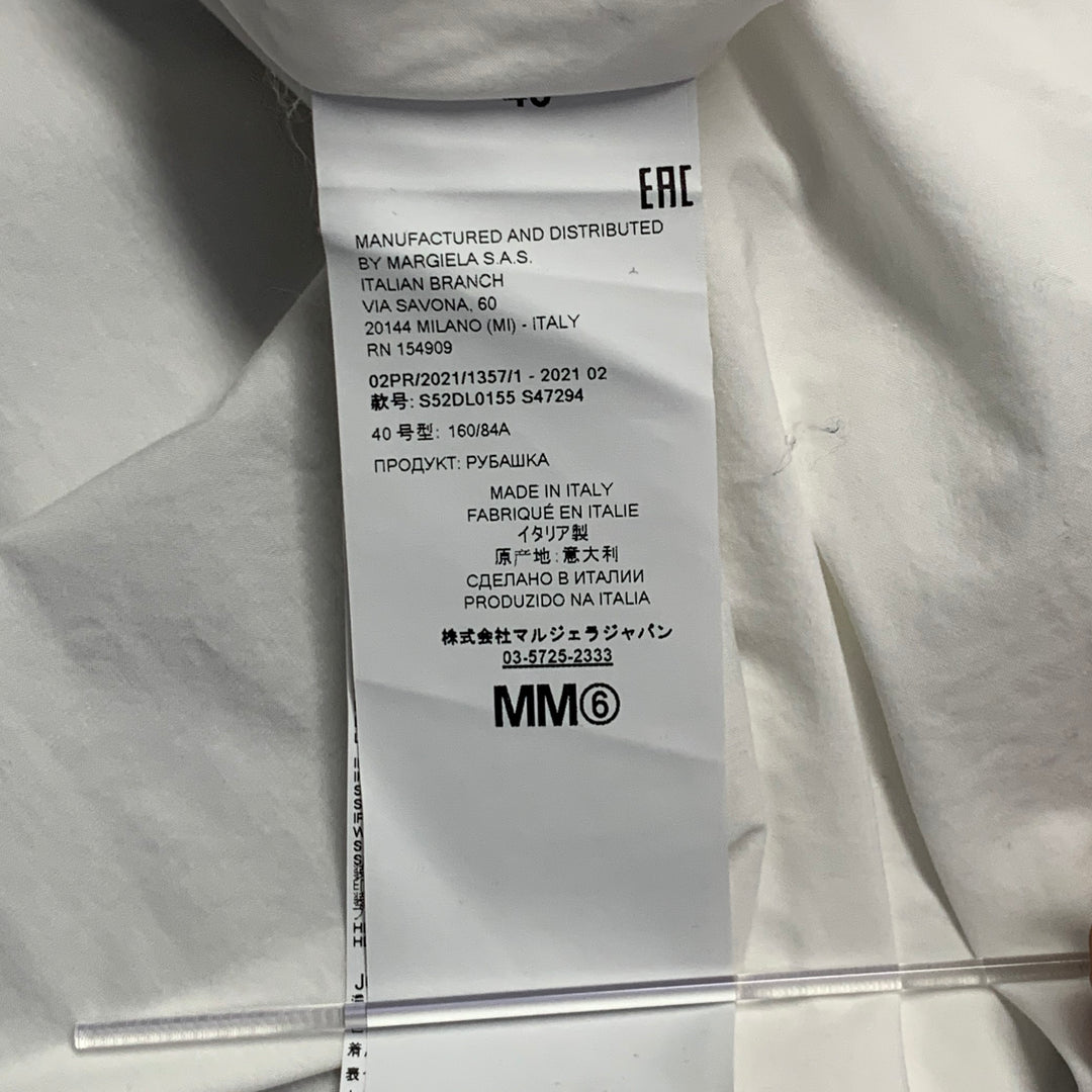 MM6 MAISON MARGIELA Size S White Cotton Long Sleeve Zip Up Shirt