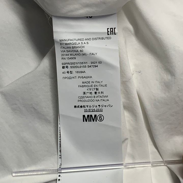 MM6 MAISON MARGIELA Size S White Cotton Long Sleeve Zip Up Shirt
