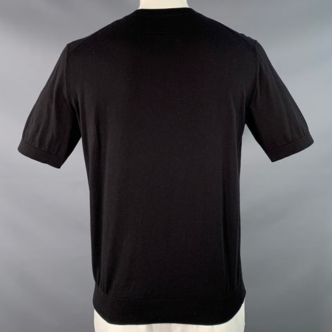 ZEGNA Size L Black Cotton Jersey Short Sleeve Crew Neck T-shirt