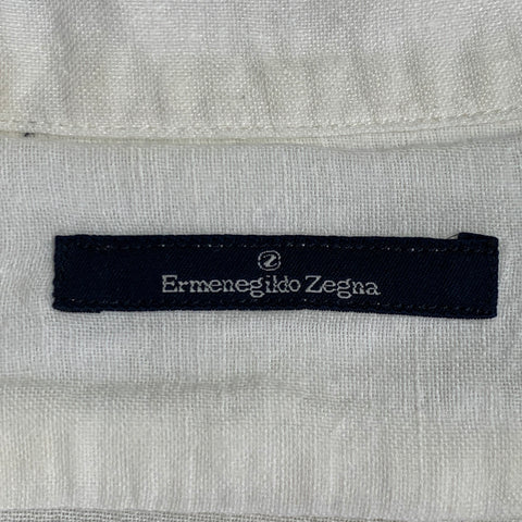 ERMENEGILDO ZEGNA Size M White Spread Collar Long Sleeve Shirt