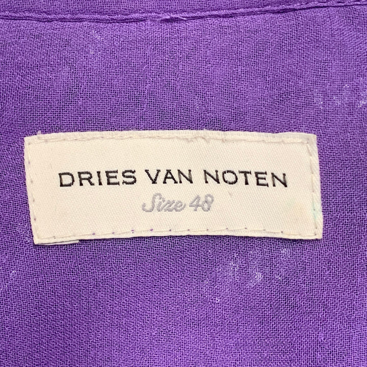 DRIES VAN NOTEN Size 38 Purple Sequined Viscose Hidden Buttons Long Sleeve Shirt