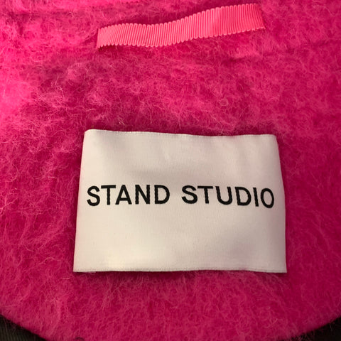 STAND STUDIO Size S Fuchsia Wool Blend Textured Peak Lapel Coat