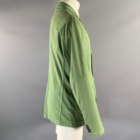 BARENA Size XL Green Cotton Notch Lapel Jacket