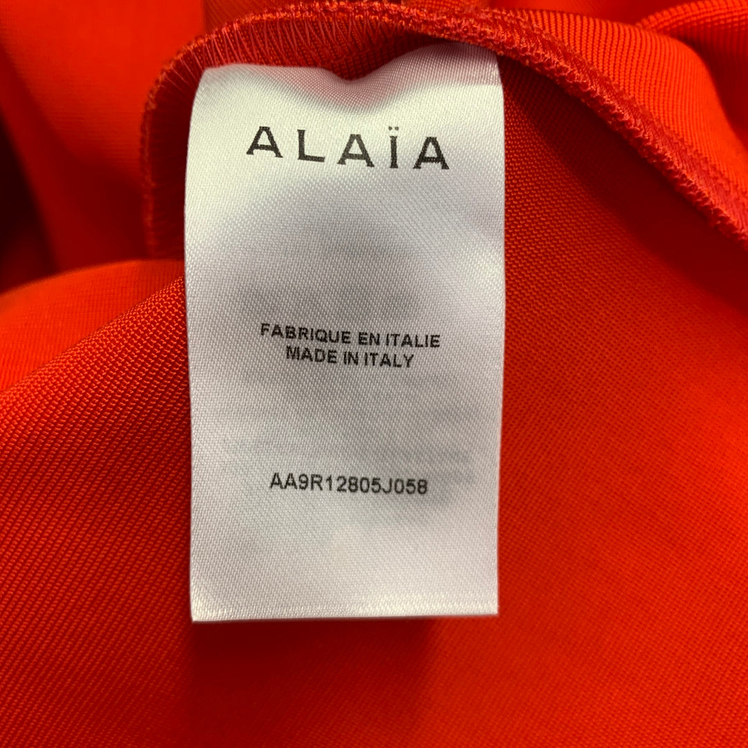 ALAIA Size 4-Sculpting Corset Red Viscose Blend Cap Sleeves Maxi Gown Dress