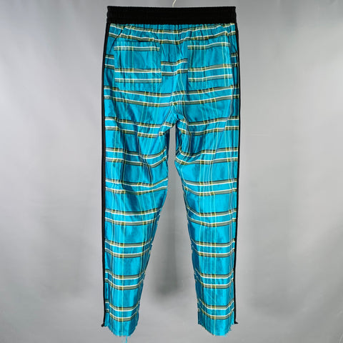 AMIRI Size S Black Turquoise Plaid Silk Tuxedo Casual Pants