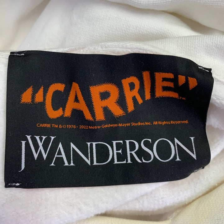 JW ANDERSON Size L White Multi Color Carrie Print Cotton Hooded Sweatshirt