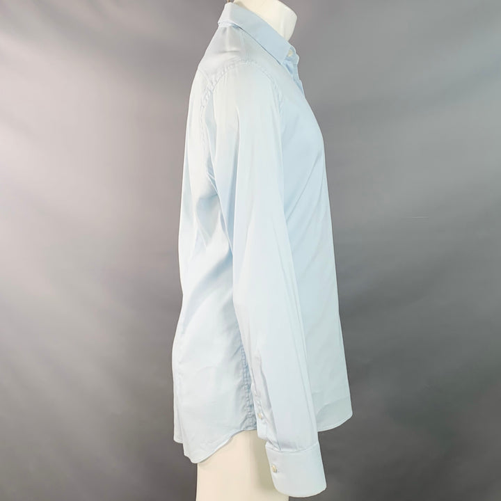 PRADA Size M Light Blue Cotton Blend Spread Collar Long Sleeve Shirt