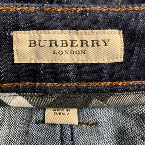 BURBERRY LONDON Size 27 Blue Indigo Cotton Blend Contrast Stitch Wide Leg Jeans