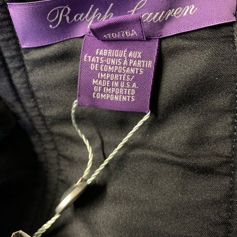RALPH LAUREN Size 8 Black Navy Wool Wide leg Dress Pants