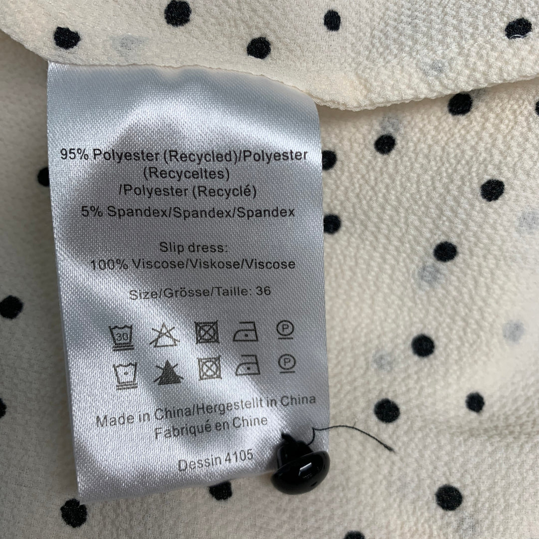 BAUM UND PFERDGARTEN Size L Beige Black Polyester Blend Dots A-Line Dress