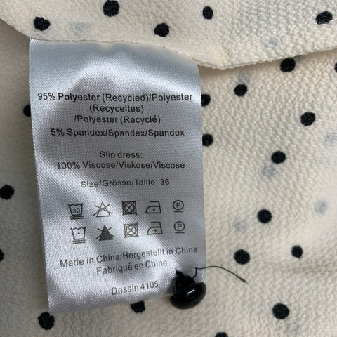 BAUM UND PFERDGARTEN Taille L Robe trapèze en mélange de polyester beige noir à pois