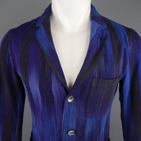 UNITED ARROWS Chest Size 34 Short Blue Purple Stripe Cotton Sport Coat