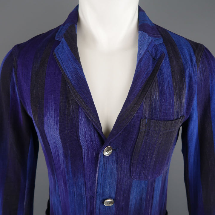 UNITED ARROWS Chest Size 34 Short Blue Purple Stripe Cotton Sport Coat