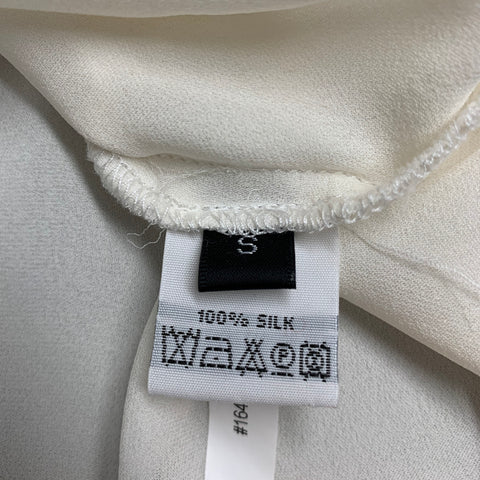 TRICOT Taille S Crème Soie Col Longue Patte Chemisier