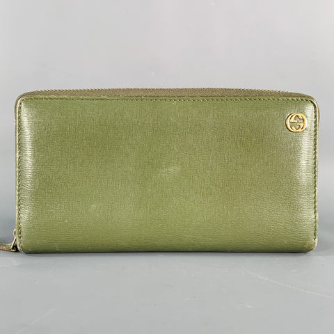 GUCCI Green Leather Zip Wallet