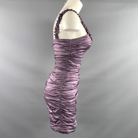 BCBG Max Azria Size 2 Purple Lilac Polyester Blend Ruffled BodyCon Dress