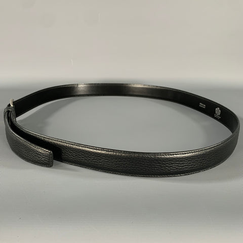 A. TESTONI Size 46 Black Pebble Grain Leather Belt