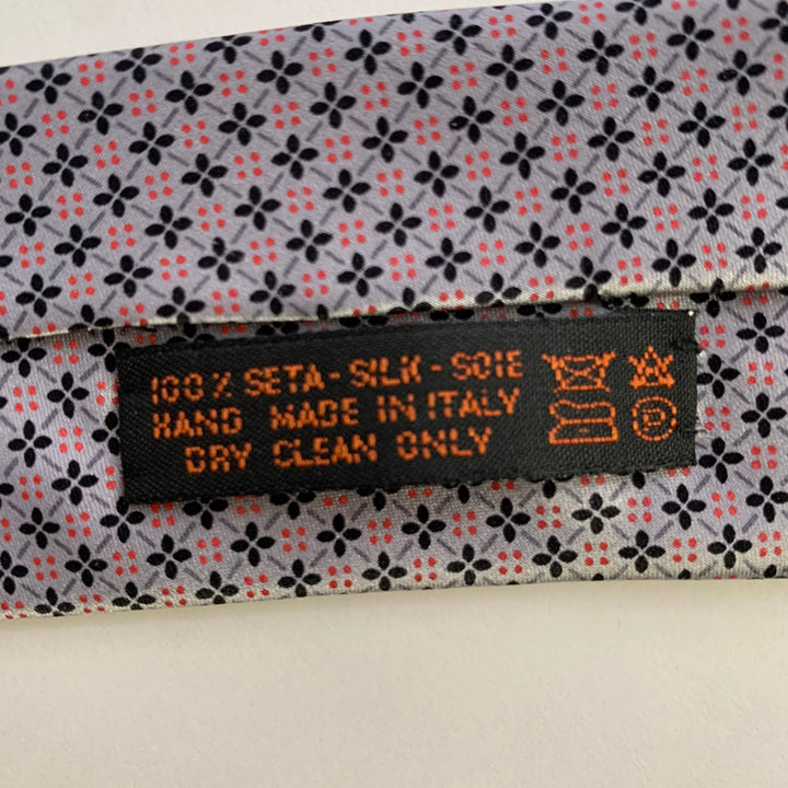 DOLCEPUNTA Silver Red Floral Silk Tie
