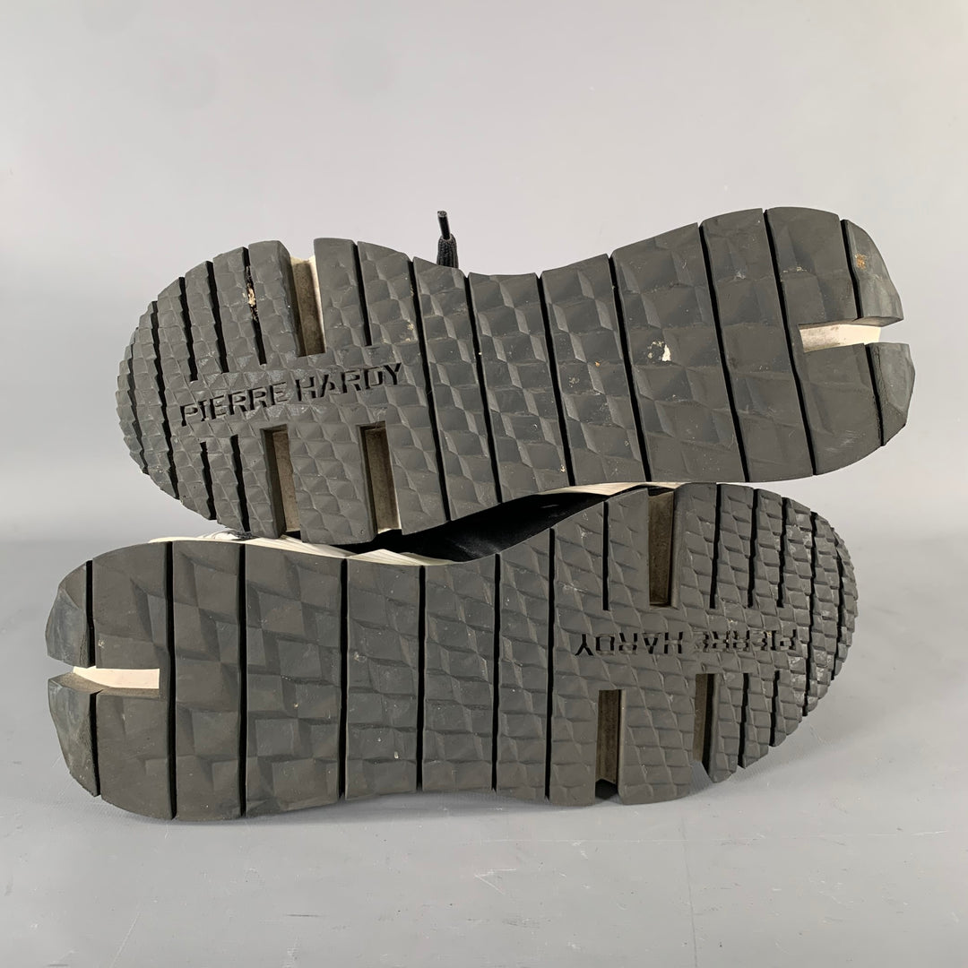 PIERRE HARDY Size 12 Black White Layered Leather Platform Sneakers