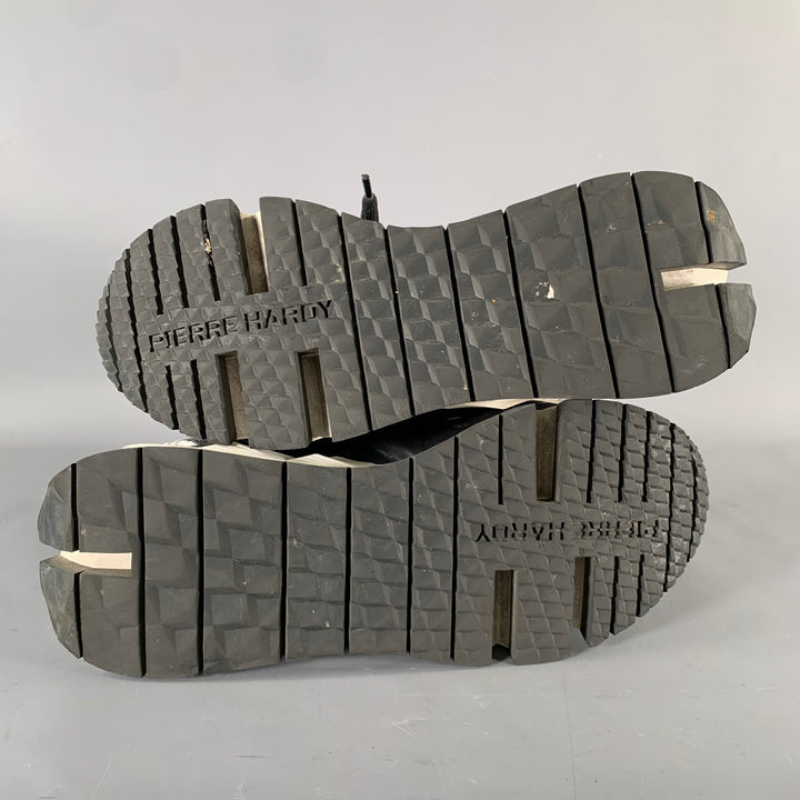 PIERRE HARDY Size 12 Black White Layered Leather Platform Sneakers