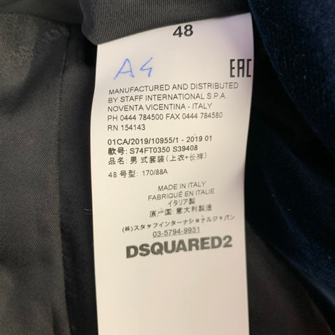 DSQUARED2 Size 38 Black Navy Wool Silk Shawl Collar Sport Coat
