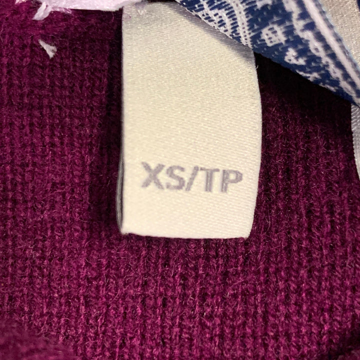 HEIDI SAYS Size XS Burgundy Cashmere Collar Double Knit Cardigan