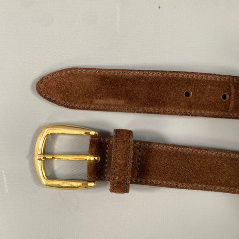 COLE HAAN Size 38 Brown Textured Suede Belt
