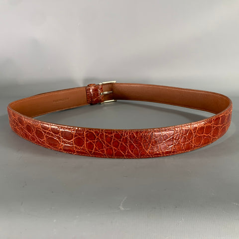 LONGHI Size 36 Brown Cognac Crocodile Belt